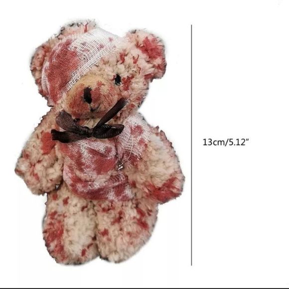 Goth bloody bandaged horror Teddy bear keychain legs and arms move new - Picture 3 of 5